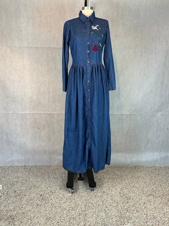 white christmas dresses Amelia Jean Dress | Tiered Long Sleeve Denim Dress