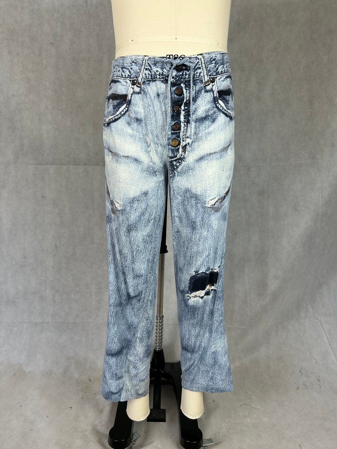 Faux Denim Yes1 Elastic Waist Yoga Track Pants Yes Looks Like Faded