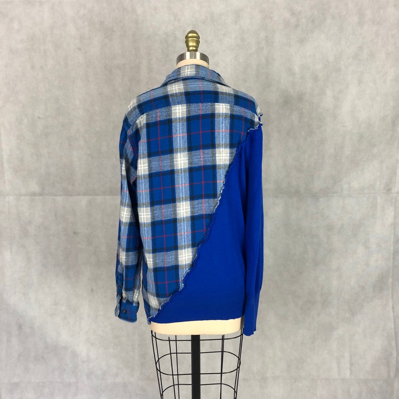 Deconstructed Hybrid Men/'s Flannel Shirt /& Women/'s V-Neck Sweater Create On Trend Cozy Top
