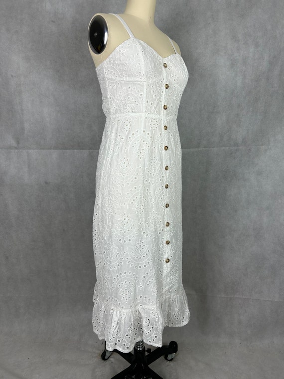 Vintage Cotton Eyelet Sundress with Fitted Bustie… - image 3