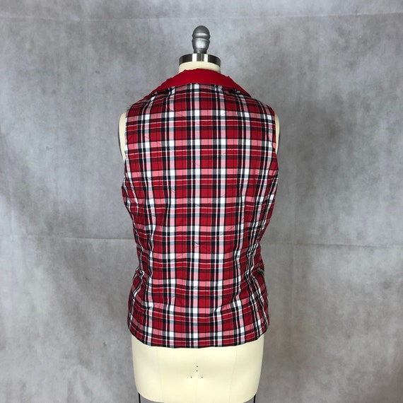 Vintage Reversible Solid Red/Red Plaid Puffer Vest - image 7