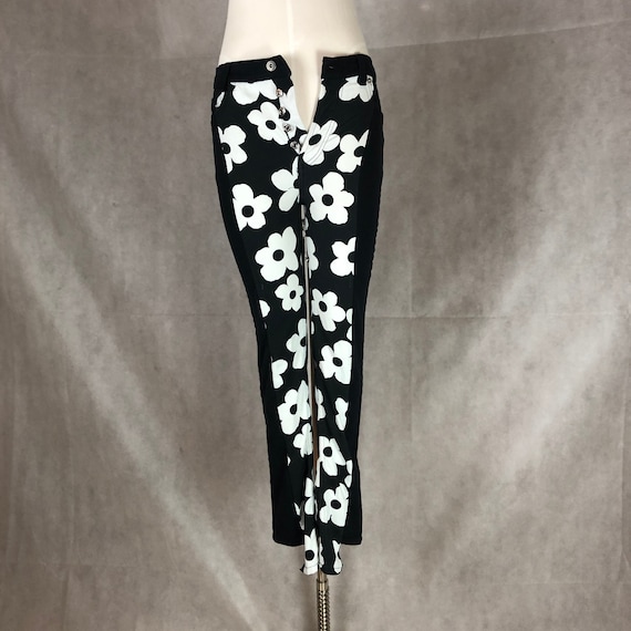 One leg black one leg white jeans discount