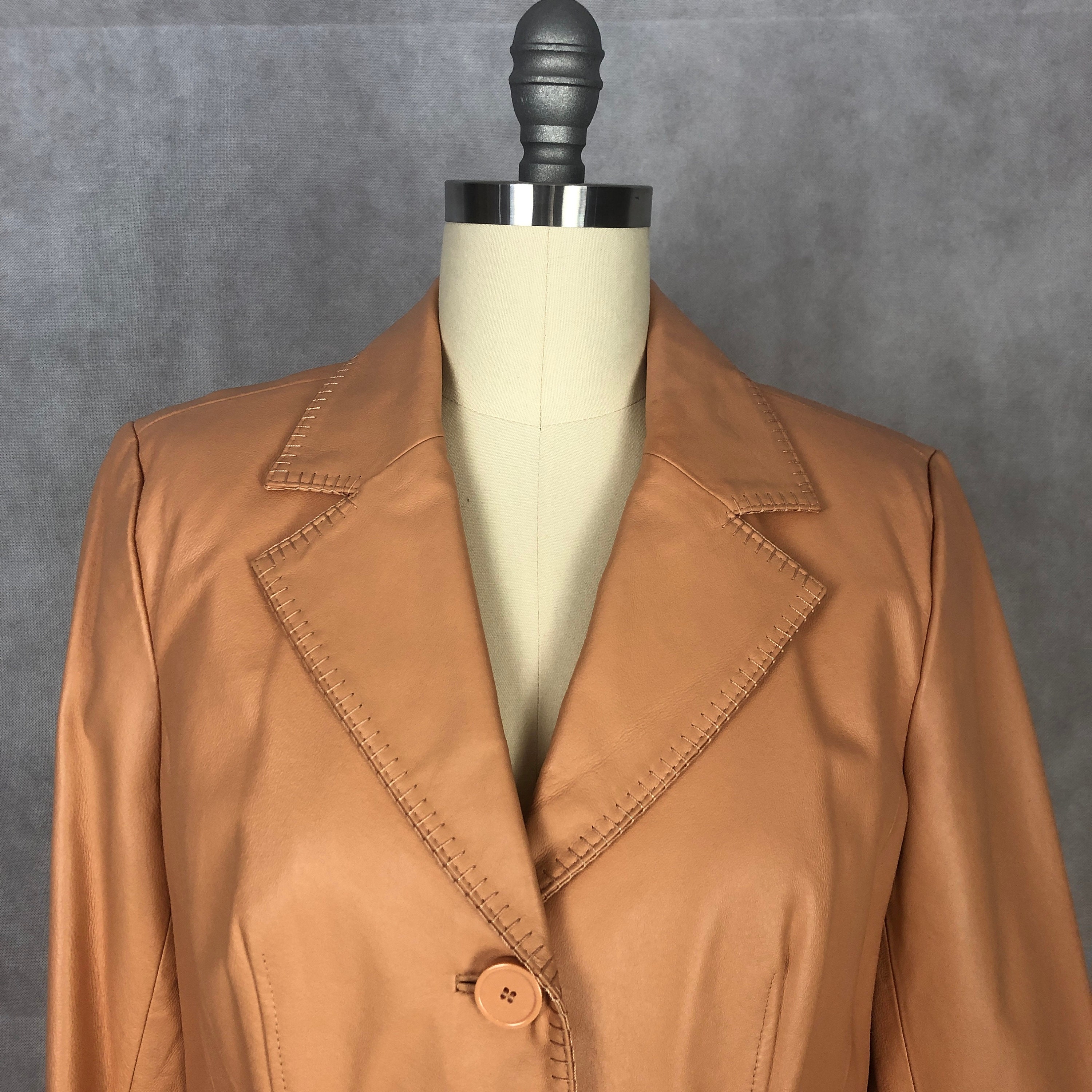 Vintage Peach/apricot Colored Fully Lined Leather Blazer/jacket