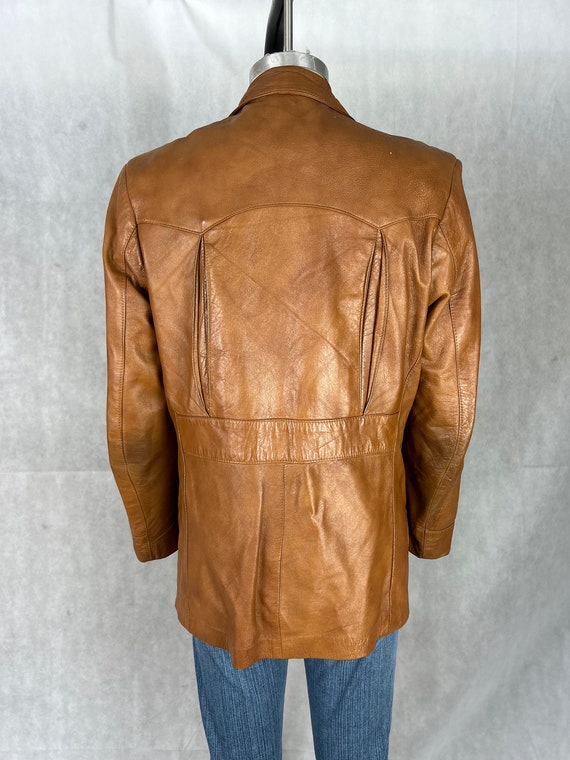 Amazing Vintage Leather Men's Blazer Jacket With … - image 2