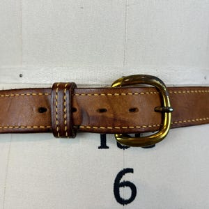 Vintage Mid Century Genuine Brown Leather Belt With Great  display picture 1