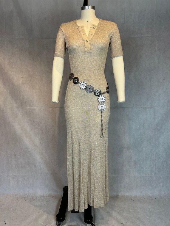 knee length dresses for ladies Silver Chrome O-Ring Sleeveless Cut Out Double Slit Dress