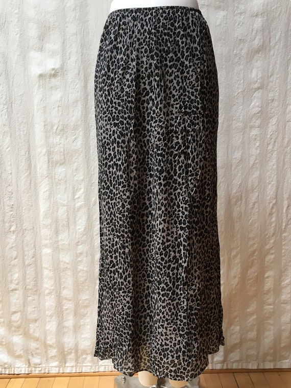 Vintage 30s Style Black & Grey Leopard Print Chiff