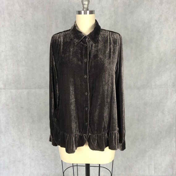 Vintage 90s Silk/Rayon Velvet Tunic with Button Fr