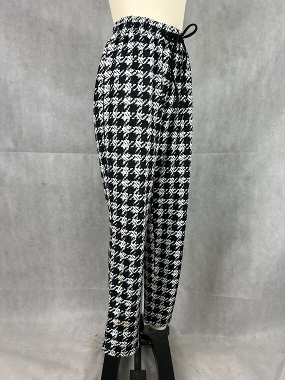 Vintage Large Scale Houndstooth Drawstring Jogger… - image 4