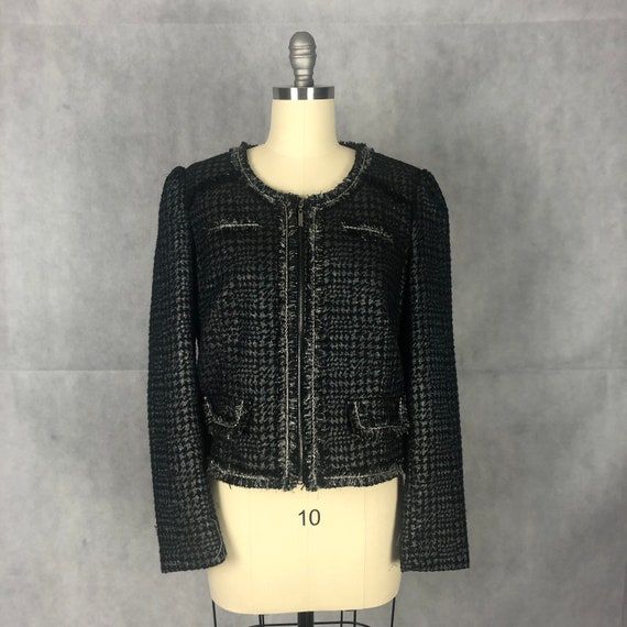 Vintage Black & Silver Metallic Houndstooth Class… - image 1