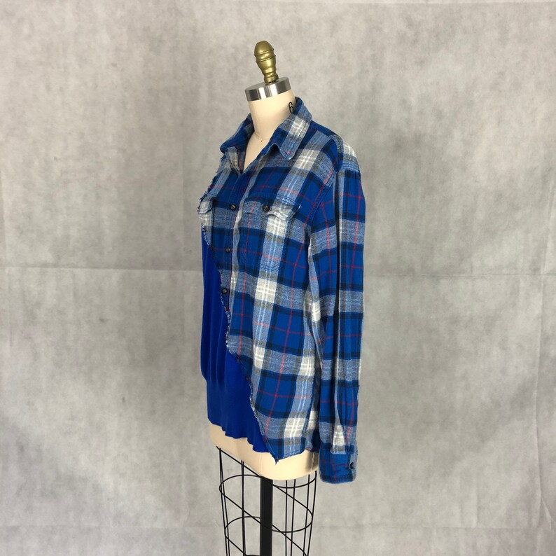Deconstructed Hybrid Men/'s Flannel Shirt /& Women/'s V-Neck Sweater Create On Trend Cozy Top
