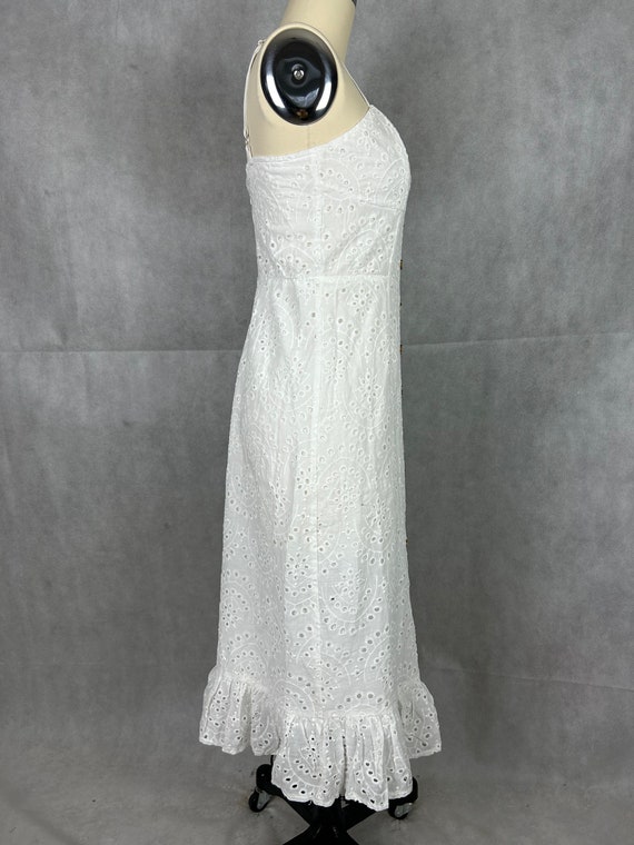 Vintage Cotton Eyelet Sundress with Fitted Bustie… - image 5