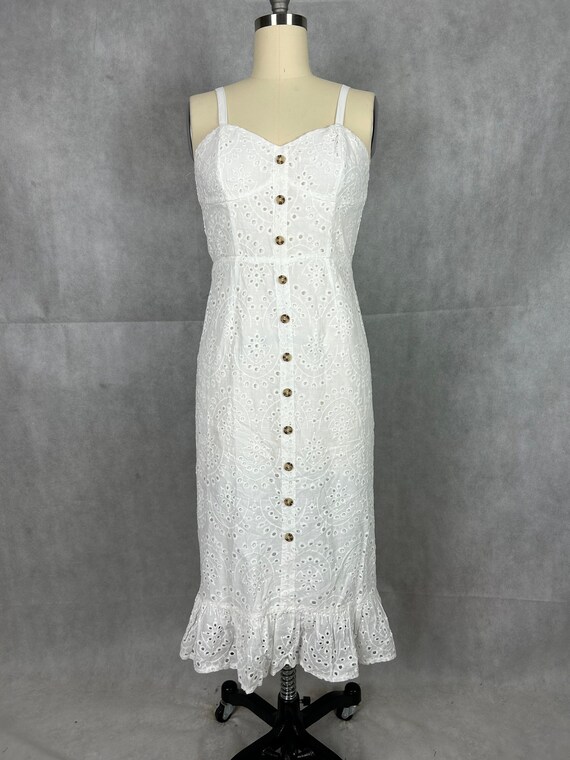 Vintage Cotton Eyelet Sundress with Fitted Bustie… - image 1