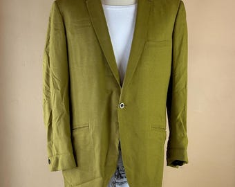 Chaqueta deportiva vintage Rat Pack de mediados de siglo para hombre, color verde ácido/chartreuse, años 60, peso ligero, ¡excelente estado!