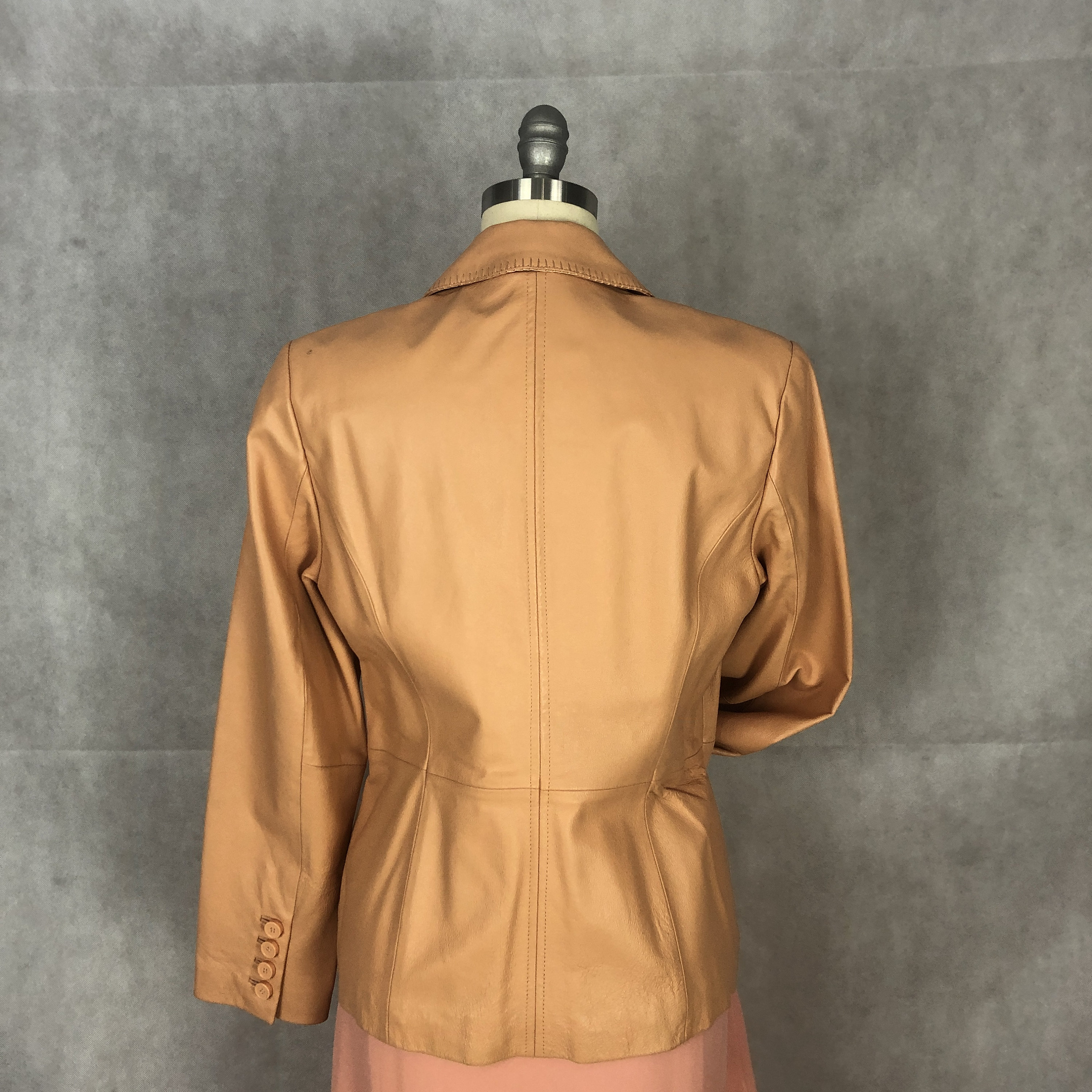 Vintage Peach/apricot Colored Fully Lined Leather Blazer/jacket
