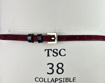 Cinturón fino rojo vintage de piel auténtica de vaca con pelo - Marca GAP