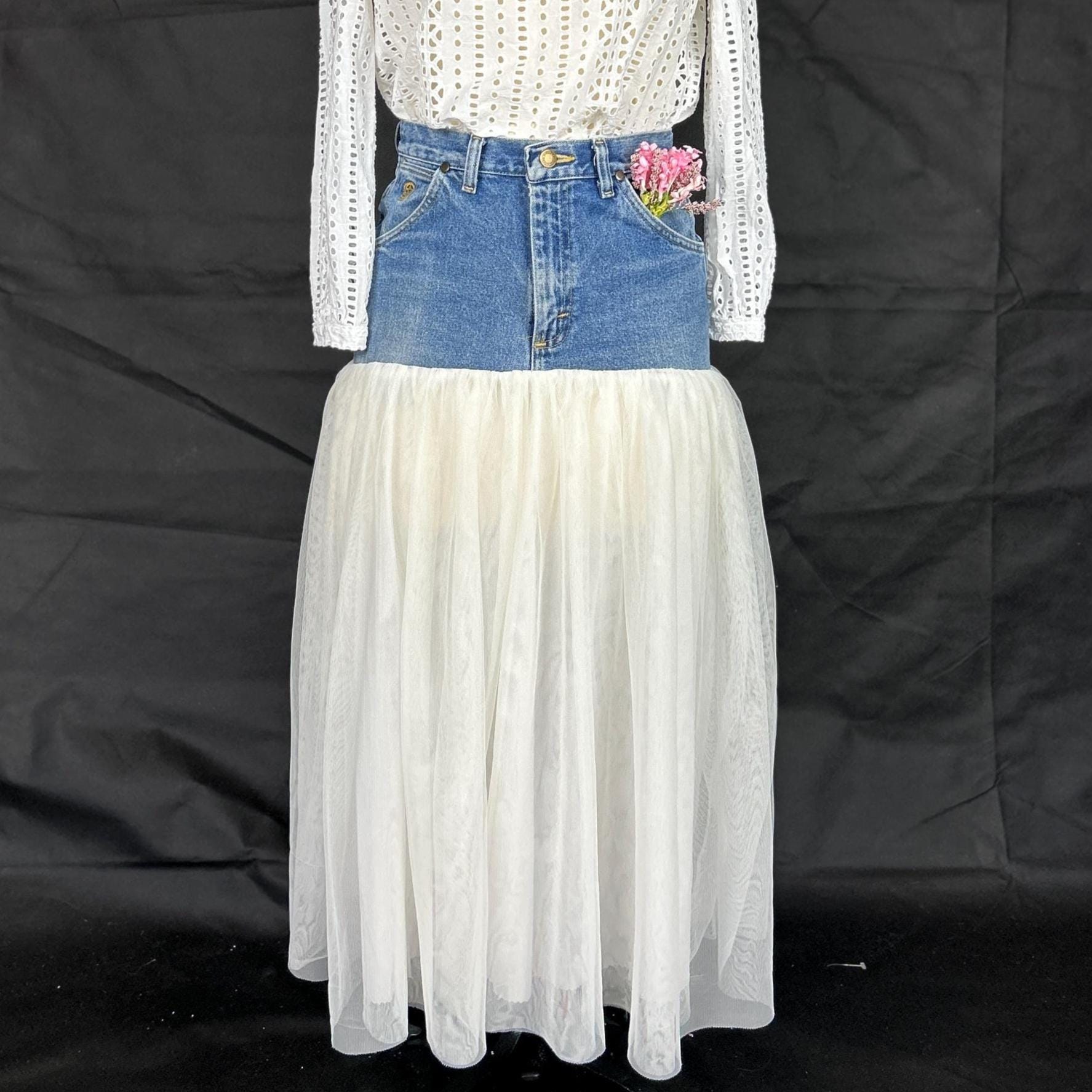 layered net midi skirt