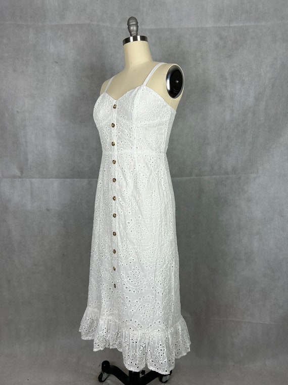 Vintage Cotton Eyelet Sundress with Fitted Bustie… - image 4