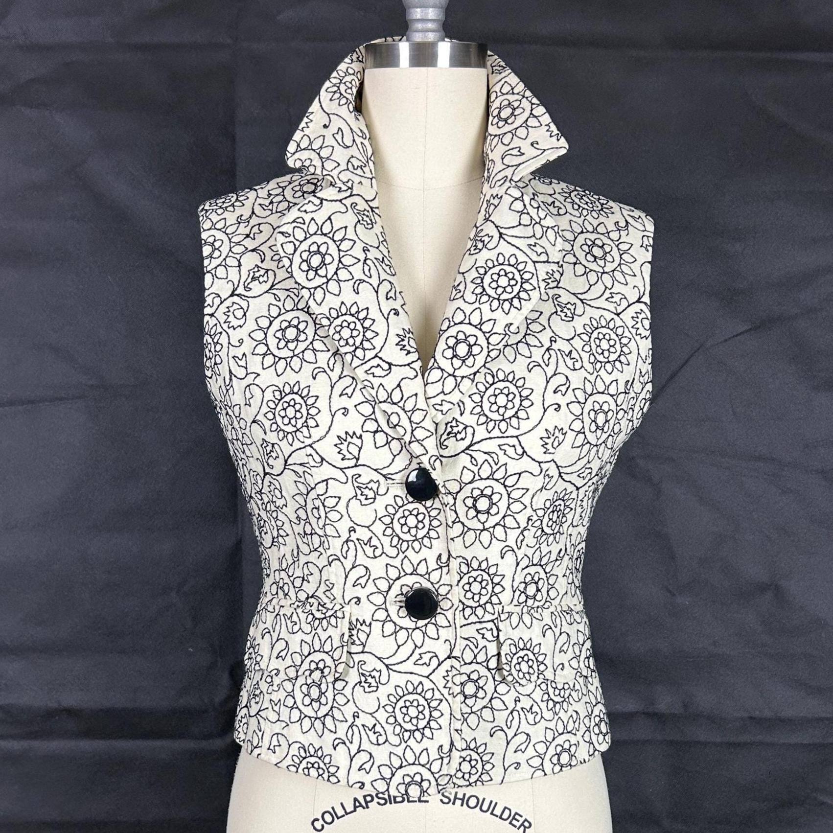 Vintage Leather Patchwork Vest Multicolor Cinch Back