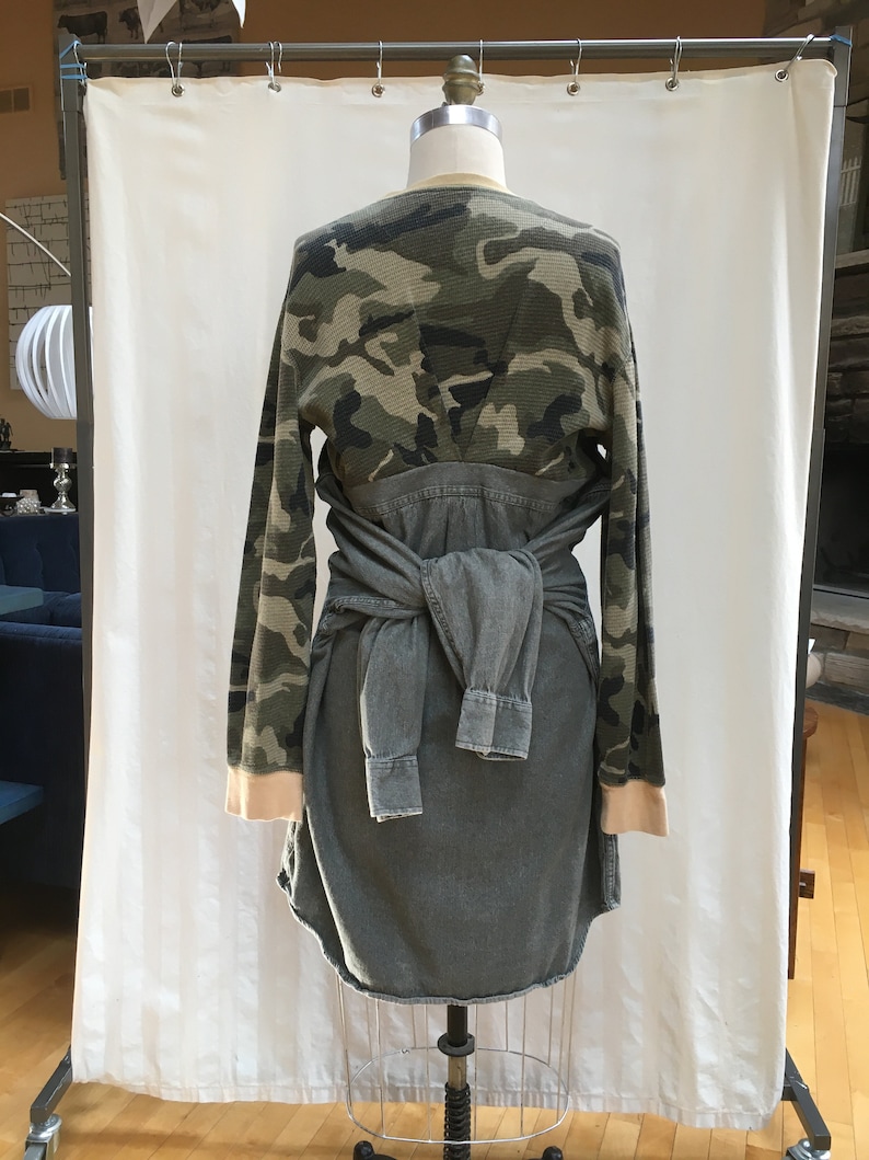 Upcycled Repurposed Thermal CamouflageOlive Shirt Multi-LookOctopus Dress
