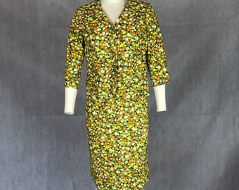 Vintage 1970s "Hand Made With Love" Autumn Floral Blouse/Blazer & Skirt - Very Good Condition