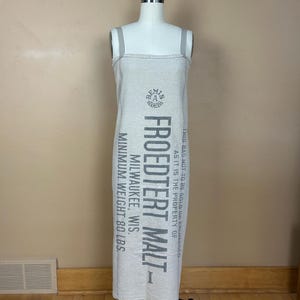 Upcycled Bemis Extra Heavy Seamless Bag Designer Inspired Shift Dress With Leather Straps - Totally Recycled Objects
