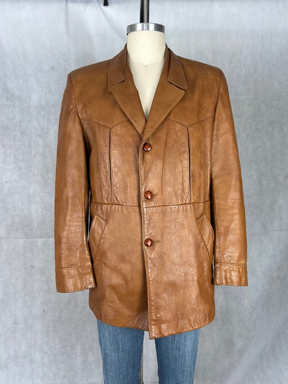 Amazing Vintage Leather Men's Blazer Jacket With W