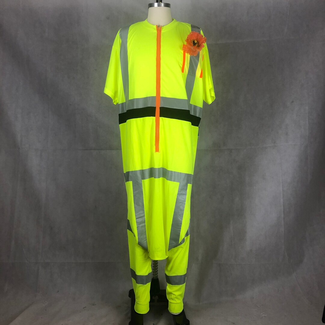 Conjoined Traffic Neon Jumpsuit Deconstructed Hybrid of Two Matching