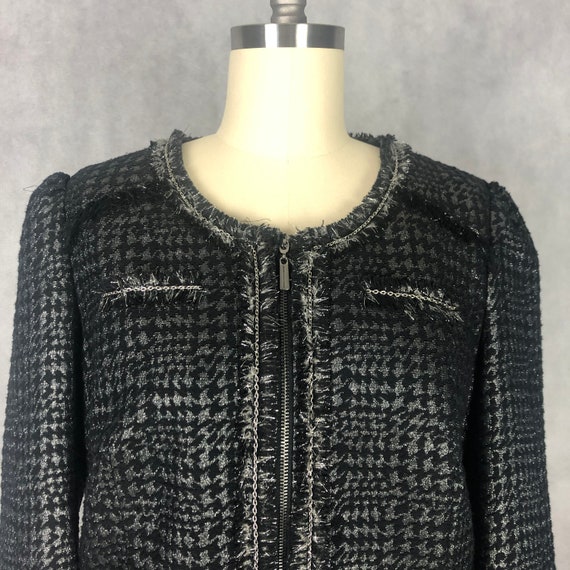Vintage Black & Silver Metallic Houndstooth Class… - image 7