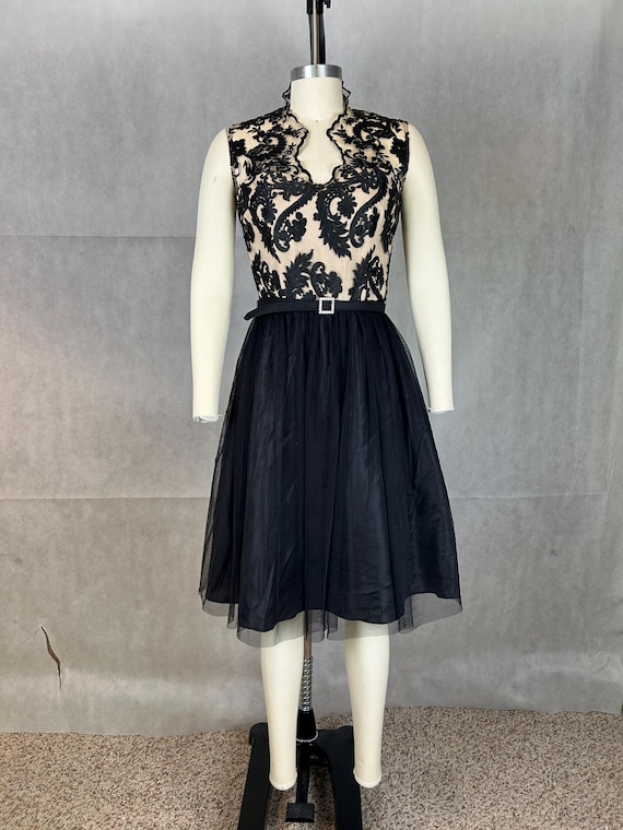 Classic Vintage Little Black Dress With Lace Bodice and Net/tulle Skirt -  Fit and Flare - Etsy