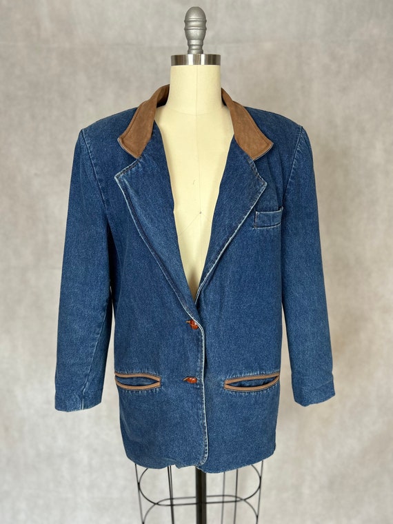 Classic 80s Forenza Flannel Lined Denim Jacket Wi… - image 1