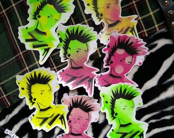 UNIQUE ART adhesive paper stickers • abstract graffiti stencil punk portrait