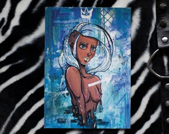Postcard • blue warrior portrait