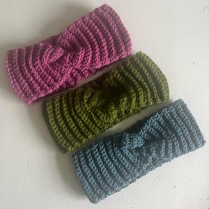 Crochet Woolly Twist Headband available in 8 colours