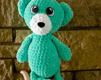 Cute turquoise crochet teddy bear  | Crochet Buddy |Crochet bear | Snuggle Buddy|  Amigurmi teal teddy bear | Pattern by Kayte did