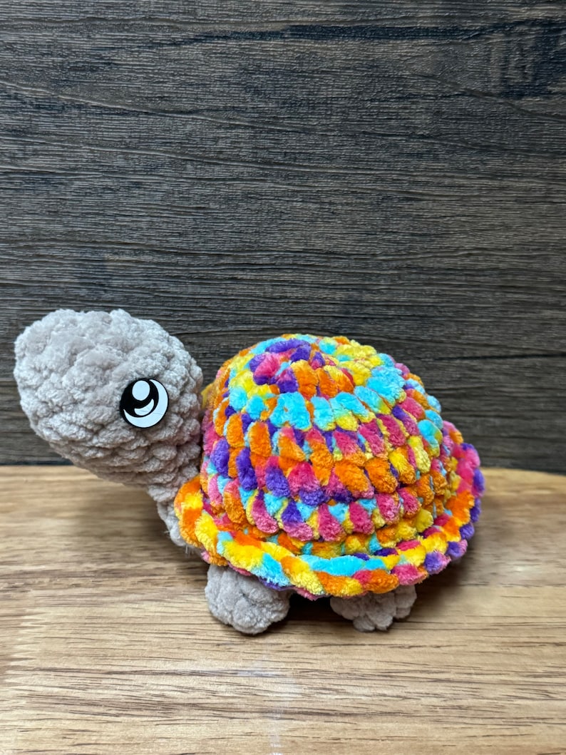 Crochet Pet Turtle, Pretend Cage, Adoption Form Tie Dye