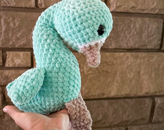 Crochet Swan | Turquoise Amigurumi Snuggle Buddy, Made in USA