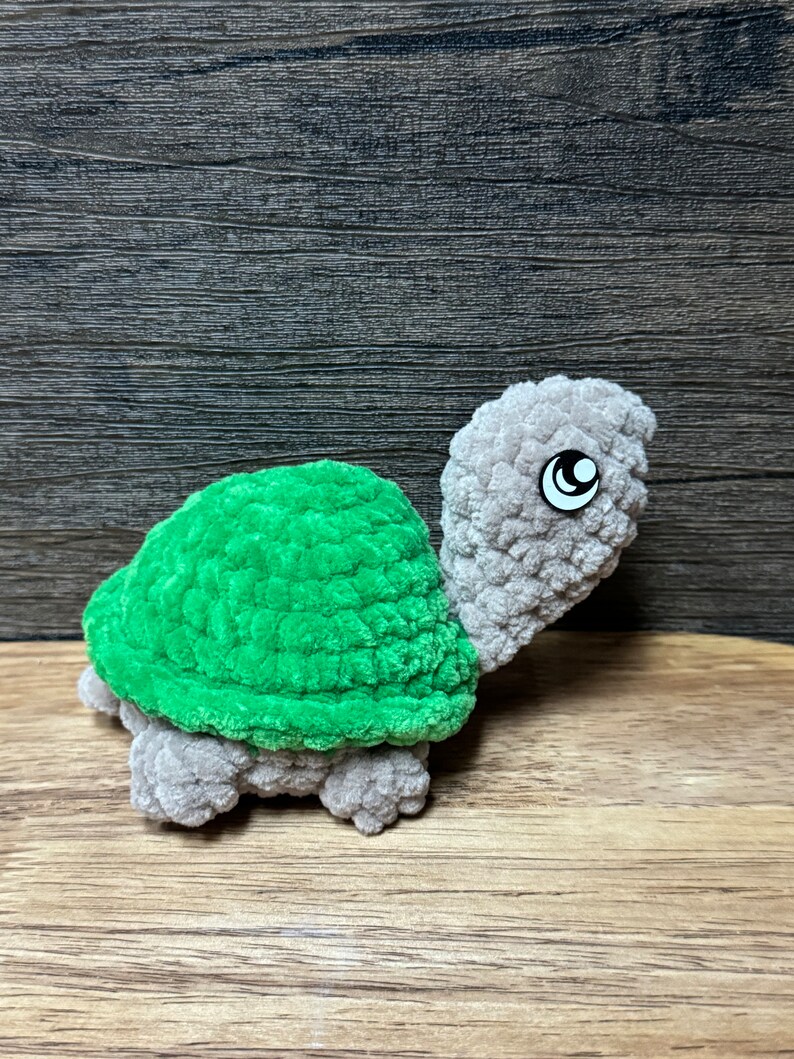 Crochet Pet Turtle, Pretend Cage, Adoption Form Green Turtle