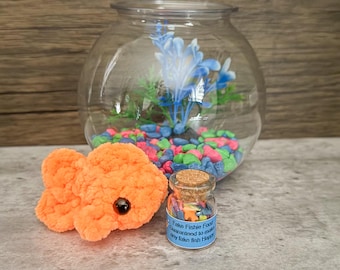 Easiest Goldfish you could own complete with fake food| Crochet Gold Fish| Crochet Snuggle | Class Pet| Maintenance Free Fish| dorm room pet