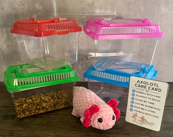 Pet Axolotl | Cute Crochet Axolotl plushie | Class Pet | mini Axolotl |Maintenance Free Axolotl | tween gift| Dorm pet |knitted Axolotl pal