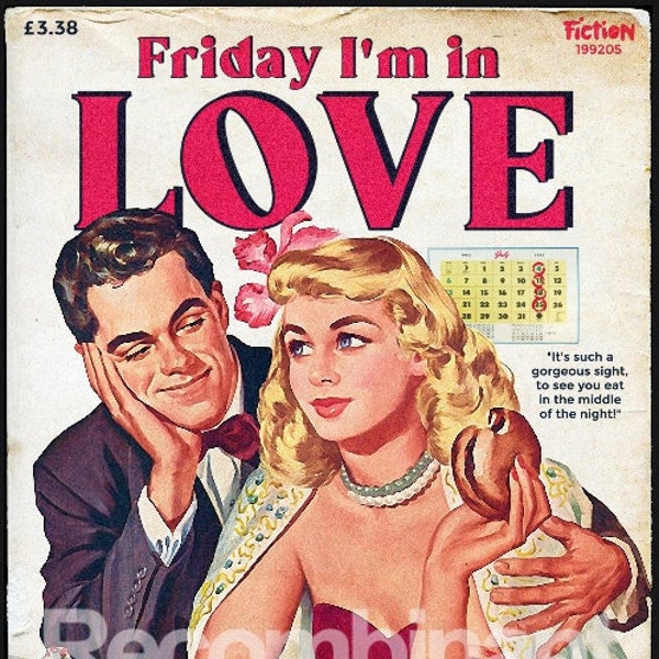 romance writers of canada magazine The Cure 'Friday I'm in Love' Poster Vintage Pulp Romance Love Magazine Cover Mashup Goth New Wave Alternative Music Fan 1990s Perfect Gift