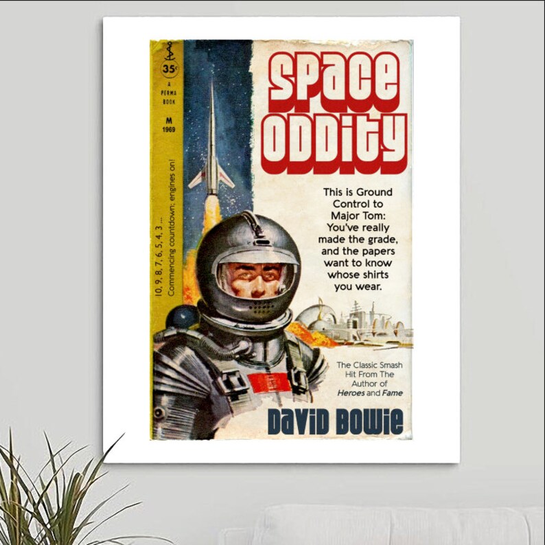David Bowie 'space Oddity' Poster Mashup Retro Pulp Etsy