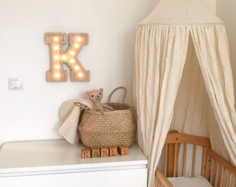 Wooden Kids Night Light: Handcrafted LED Letter, Nursery Decor