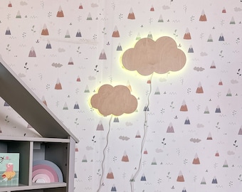 Cloud lamp, Wooden wall lamp, Night light for nursery, Kids room decor, Kids bedroom decoration, Nursery lighting