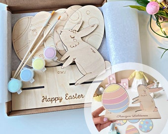 Easter egg paint kit, Ready to use, Easter DIY kit, Easter paint kit, Wood Easter egg, Wooden DIY, Easter for kids, Easter basket stuffers