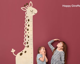 Giraffe Wooden Growth Chart Ruler: Personalized Nursery Decor