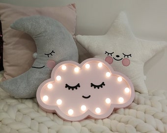 Nuage léger, Lumière led en bois, Lampe en bois, Veilleuse nuage, Veilleuse chambre d'enfant, Lampe murale chambre d'enfant, Premier cadeau d'anniversaire, Décoration de chambre d'enfant