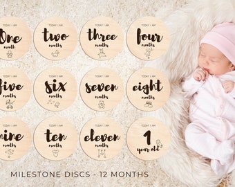 Monthly age milestone Month baby signs Newborn age blocks Personalized interchangeable marker Name announcment
