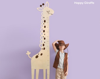 Personalized Giraffe Growth Chart: Wooden Nursery Decor