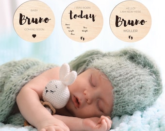 Engraved Wooden Baby Milestone Discs: Personalized Photo Props